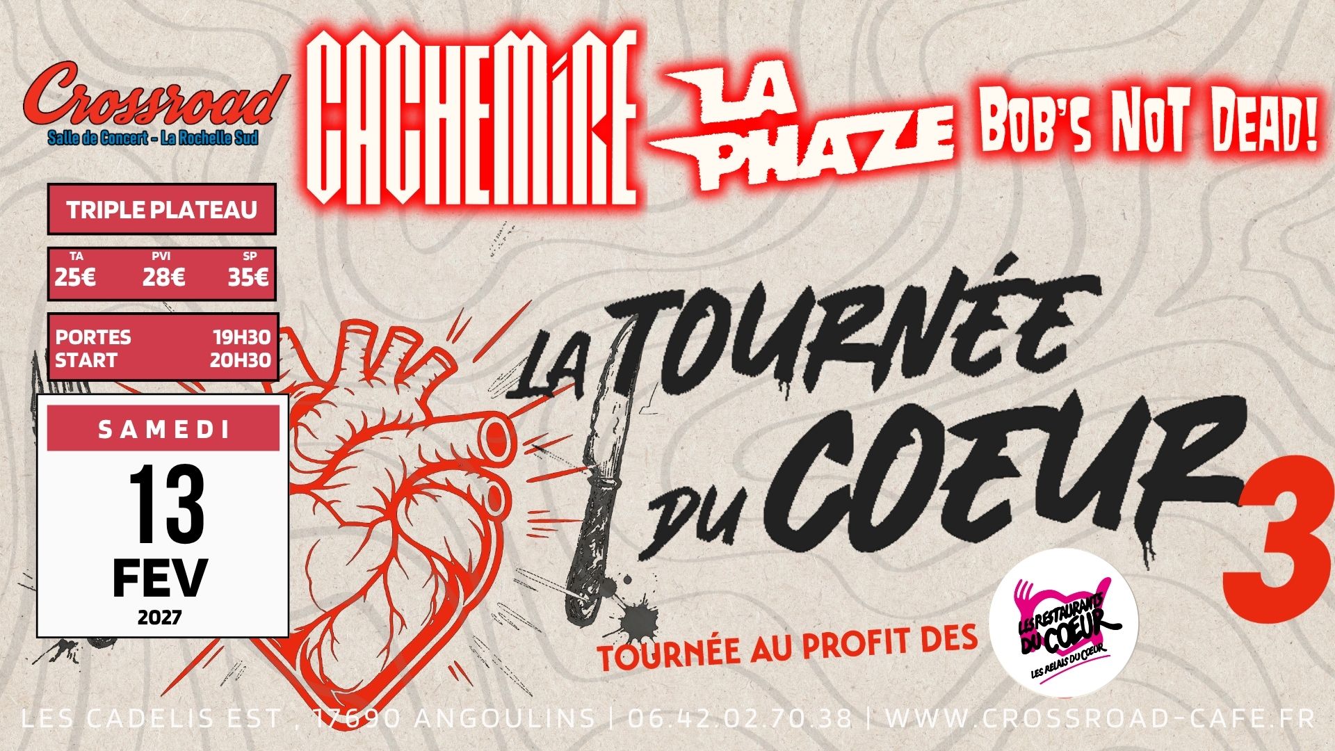 CONCERT | LA TOURNÉE DU COEUR 3 | CACHEMIRE x LA PHAZE x BOB'S NOT DEAD